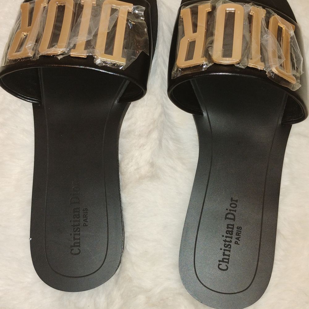 Dior Black Logo Slide Sandals - Picture 7 of 7